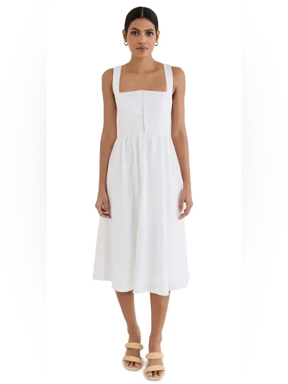 Reformation Tagliatelle Linen Dress in White size 12